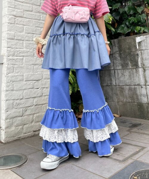 HELLO.SANFRANCISCO(ハローサンフランシスコ)の「【HELLO.SANFRANCISCO】レースフリルワッフルパンツ(その他パンツ・レディース・ブラック/ブルー・MEDIUM/SMALL)」の20枚目の写真