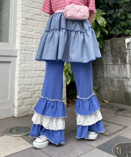 HELLO.SANFRANCISCO(ハローサンフランシスコ)の「【HELLO.SANFRANCISCO】レースフリルワッフルパンツ(その他パンツ・レディース・ブラック/ブルー・MEDIUM/SMALL)」の21枚目の写真