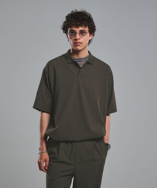 green label relaxing（グリーンレーベルリラクシング）の「Dot Air ドローコード 半袖 ポロシャツ -ストレッチ-（ポロシャツ・メンズ・ブラック/グレー系/オリーブ・XL/M/L/S）」の5枚目の写真