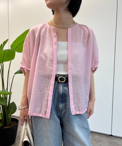 Jena espace merveilleux(ジェナ エスパスメルヴェイユ)の「【PalinkA/パリンカ】スラブ5分袖ブラウス(シャツ/ブラウス・レディース・ピンク/チャコールグレー/オフホワイト・FREE)」の3枚目の写真