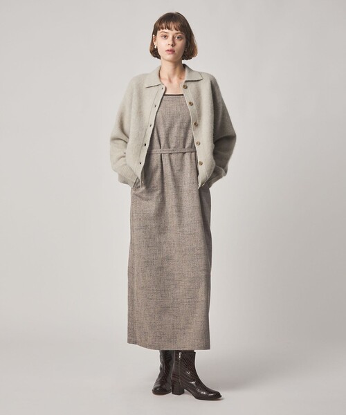 Steven Alan(スティーブンアラン)の「<Steven Alan>ヘリンボーン ツイードライク エプロン ワンピース(ワンピース・レディース・ベージュ/ネイビー・M/S)」の1枚目の写真