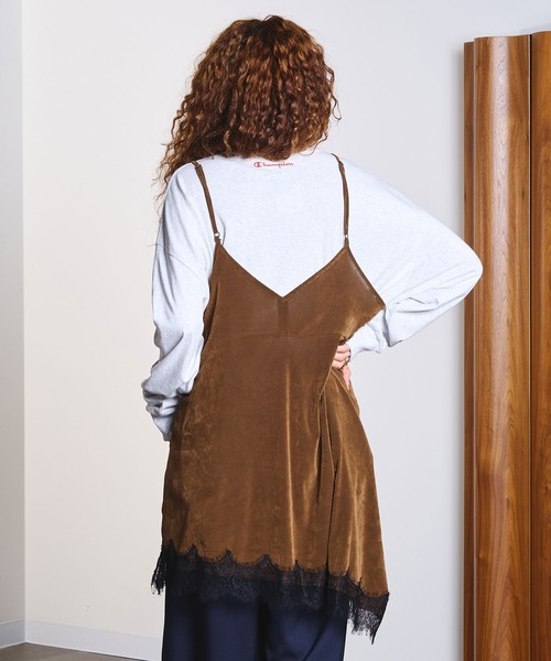 ROSE BUD(ローズバッド)の「FLOCKED TULLE CAMI DRESS(ワンピース・レディース・ブラウン/ライトグリーン・ONE SIZE)」の5枚目の写真