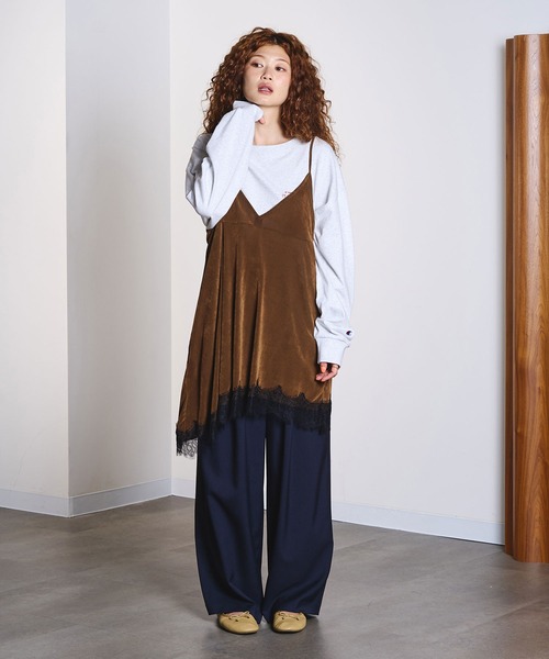 ROSE BUD(ローズバッド)の「FLOCKED TULLE CAMI DRESS(ワンピース・レディース・ブラウン/ライトグリーン・ONE SIZE)」の6枚目の写真