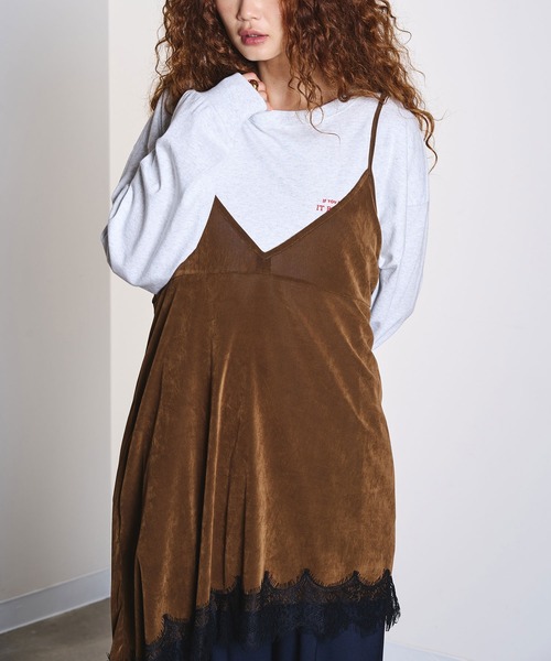 ROSE BUD(ローズバッド)の「FLOCKED TULLE CAMI DRESS(ワンピース・レディース・ブラウン/ライトグリーン・ONE SIZE)」の9枚目の写真