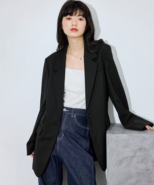 ADAM ET ROPE'(アダムエロペ)の「【サステナブル】シングルブレストスリットジャケット/セットアップ対応(テーラードジャケット・レディース・ブラック/ダークブラウン・36/38)」の15枚目の写真