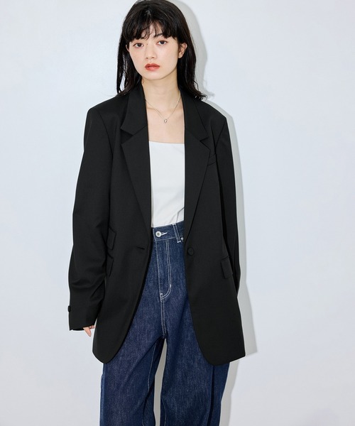 ADAM ET ROPE'(アダムエロペ)の「【サステナブル】シングルブレストスリットジャケット/セットアップ対応(テーラードジャケット・レディース・ブラック/ダークブラウン・36/38)」の17枚目の写真