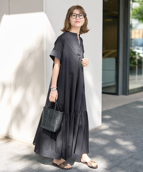 Spick & Span(スピックアンドスパン)の「《追加》ローンティアードマキシワンピース(ワンピース・レディース・ブラウン/ブラック・FREE)」の3枚目の写真