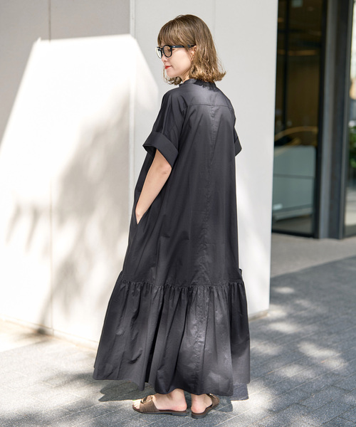 Spick & Span(スピックアンドスパン)の「《追加》ローンティアードマキシワンピース(ワンピース・レディース・ブラウン/ブラック・FREE)」の4枚目の写真