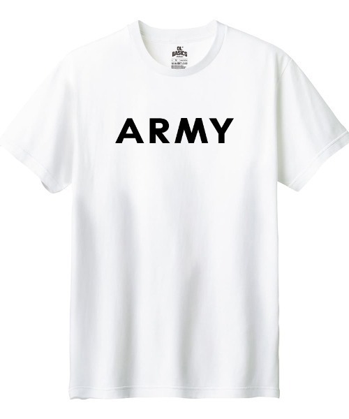 Ol' Basics(オールベーシックス)の「Ol' Basics(オール・ベーシックス) 半袖Tシャツ ARMY アーミー ロゴ プリント 5.6オンス トップス カットソー レディース(Tシャツ/カットソー・レディース・ホワイト/オリーブ/ヘザーグレー/ブラック・M/L)」の2枚目の写真