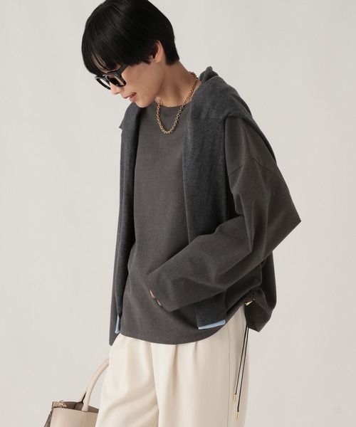 Elura(エルーラ)の「TRストレッチドロストプルオーバー/1068024(シャツ/ブラウス・レディース・ベージュ/チャコールグレー/グレー・FREE)」の16枚目の写真