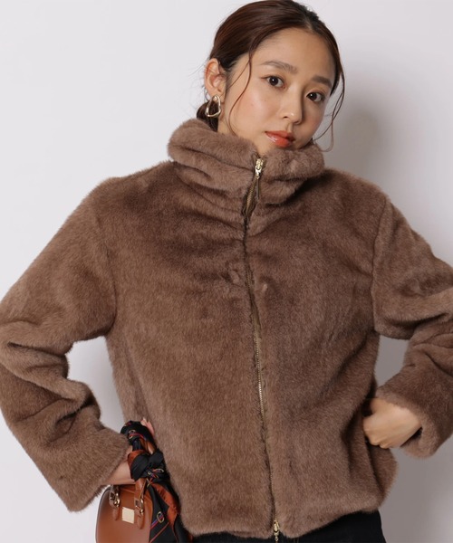 JUSGLITTY(ジャスグリッティー)の「ダブルジップフェイクファージャケット(その他アウター・レディース・ブラウン/ホワイト・1/2)」の20枚目の写真