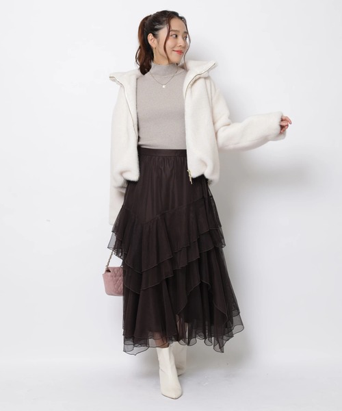 JUSGLITTY(ジャスグリッティー)の「ダブルジップフェイクファージャケット(その他アウター・レディース・ブラウン/ホワイト・1/2)」の14枚目の写真