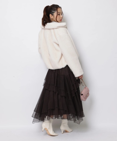 JUSGLITTY(ジャスグリッティー)の「ダブルジップフェイクファージャケット(その他アウター・レディース・ブラウン/ホワイト・1/2)」の18枚目の写真