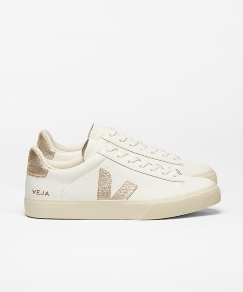 VEJA(ヴェジャ)の「VEJA Campo レザースニーカー(スニーカー・レディース・ホワイト×ゴールド・36/22/37/23/38/24/39/25/40/25.5cm)」の1枚目の写真