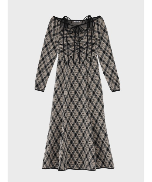 M me eme（エムミーエメ）の「Check ensemble long onepiece(eme10861)（ワンピース・レディース・ブラック/ブラウン・XS/FREE）」の17枚目の写真