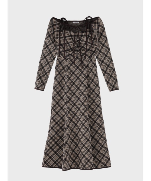 M me eme（エムミーエメ）の「Check ensemble long onepiece(eme10861)（ワンピース・レディース・ブラック/ブラウン・XS/FREE）」の16枚目の写真