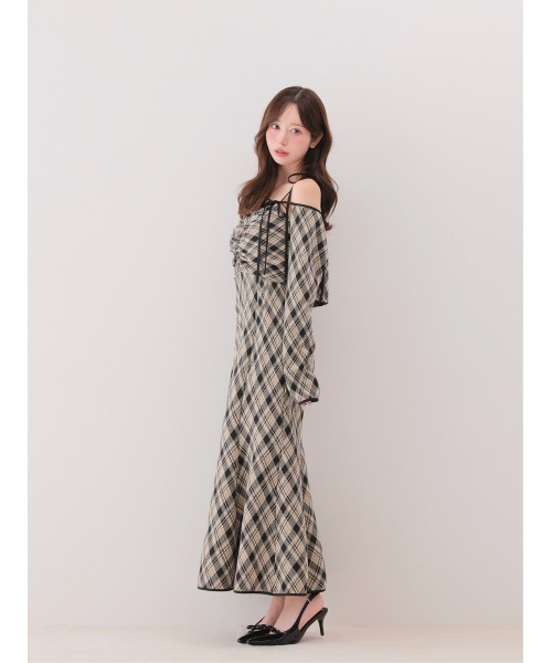 M me eme（エムミーエメ）の「Check ensemble long onepiece(eme10861)（ワンピース・レディース・ブラック/ブラウン・XS/FREE）」の15枚目の写真