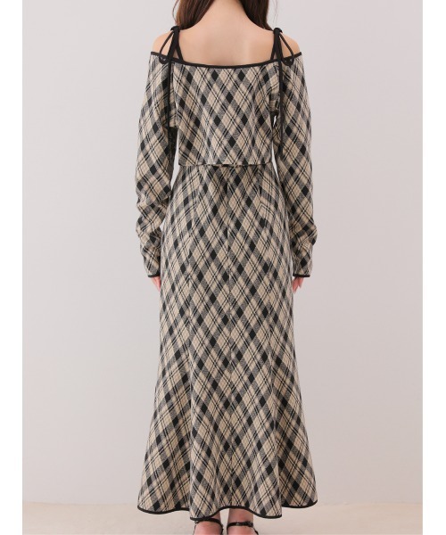 M me eme（エムミーエメ）の「Check ensemble long onepiece(eme10861)（ワンピース・レディース・ブラック/ブラウン・XS/FREE）」の6枚目の写真