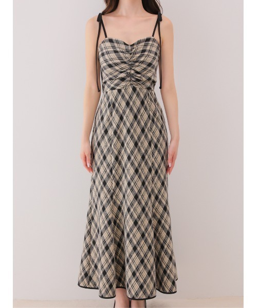 M me eme（エムミーエメ）の「Check ensemble long onepiece(eme10861)（ワンピース・レディース・ブラック/ブラウン・XS/FREE）」の7枚目の写真