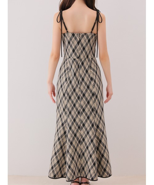 M me eme（エムミーエメ）の「Check ensemble long onepiece(eme10861)（ワンピース・レディース・ブラック/ブラウン・XS/FREE）」の8枚目の写真