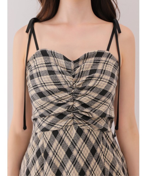M me eme（エムミーエメ）の「Check ensemble long onepiece(eme10861)（ワンピース・レディース・ブラック/ブラウン・XS/FREE）」の9枚目の写真