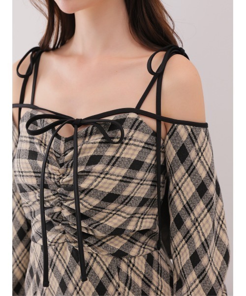 M me eme（エムミーエメ）の「Check ensemble long onepiece(eme10861)（ワンピース・レディース・ブラック/ブラウン・XS/FREE）」の10枚目の写真