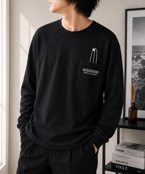 UP START(アップスタート)の「【Bls】 【ZM】【Bling Leads】ポケ付きヤシの木プリント 天竺ロンTEE(BL)(Tシャツ/カットソー・レディース・グレー系その他・FREE)」の3枚目の写真