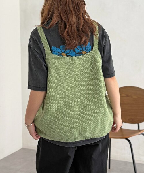 CPCM(シーピーシーエム)の「花刺繍ニットベスト(ニット/セーター・レディース・グリーン/レッド/イエロー・FREE)」の6枚目の写真