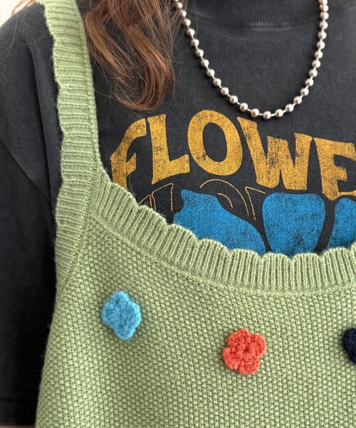 CPCM(シーピーシーエム)の「花刺繍ニットベスト(ニット/セーター・レディース・グリーン/レッド/イエロー・FREE)」の10枚目の写真