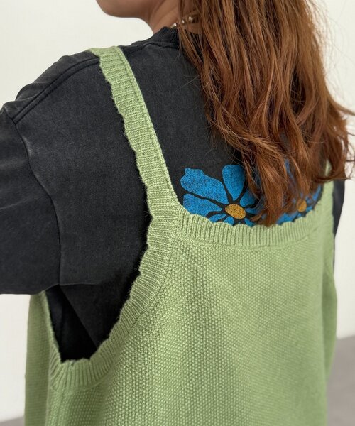 CPCM(シーピーシーエム)の「花刺繍ニットベスト(ニット/セーター・レディース・グリーン/レッド/イエロー・FREE)」の11枚目の写真
