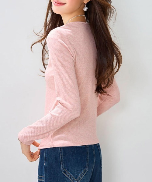 ONEP STAR(ワンピスター)の「フロントボタンキーネックリブカットソー(Tシャツ/カットソー・レディース・ピンク・MEDIUM/LARGE/X-LARGE)」の8枚目の写真