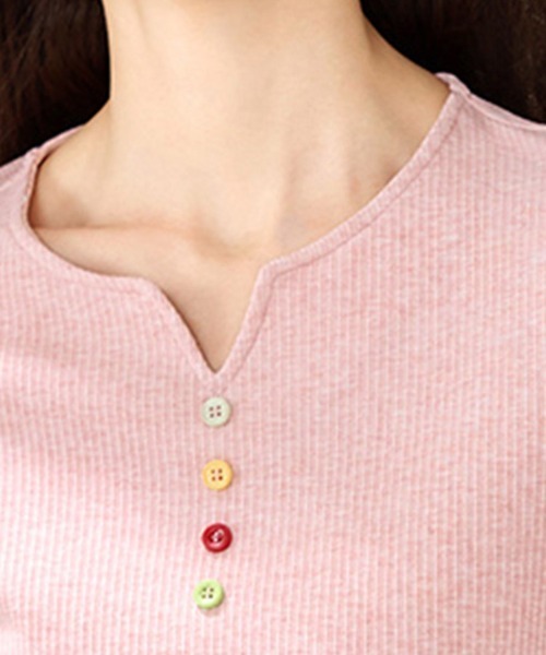 ONEP STAR(ワンピスター)の「フロントボタンキーネックリブカットソー(Tシャツ/カットソー・レディース・ピンク・MEDIUM/LARGE/X-LARGE)」の9枚目の写真