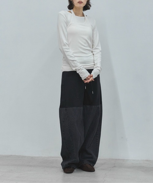 feepur(フェピュール)の「スウェットドッキングバレルデニム(デニムパンツ・レディース・ブラック・TALL/MEDIUM/SMALL)」の2枚目の写真
