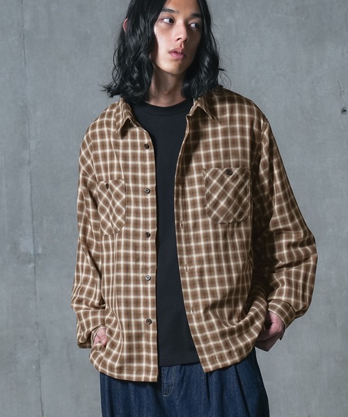 MDR（エムディアール）の「ボックスシルエットチェックシャツ（シャツ/ブラウス・メンズ・ブラック/ブラウン/ブラック系その他/サックスブルー・XL/L/M）」の4枚目の写真