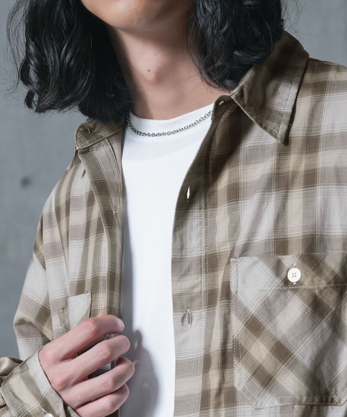 MDR（エムディアール）の「ボックスシルエットチェックシャツ（シャツ/ブラウス・メンズ・ブラック/ブラウン/ブラック系その他/サックスブルー・XL/L/M）」の20枚目の写真