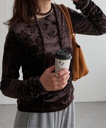 ベロアチョーカー付き シャーリングプルオーバー