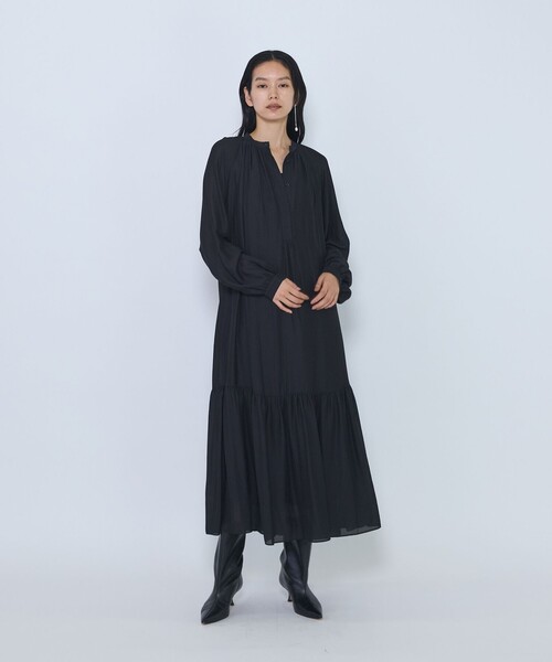 1er Arrondissement(プルミエアロンディスモン)の「ギャザーティアードワンピース(ワンピース・レディース・ブラウン/ブラック・36/38)」の2枚目の写真