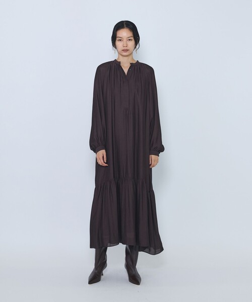 1er Arrondissement(プルミエアロンディスモン)の「ギャザーティアードワンピース(ワンピース・レディース・ブラウン/ブラック・36/38)」の21枚目の写真
