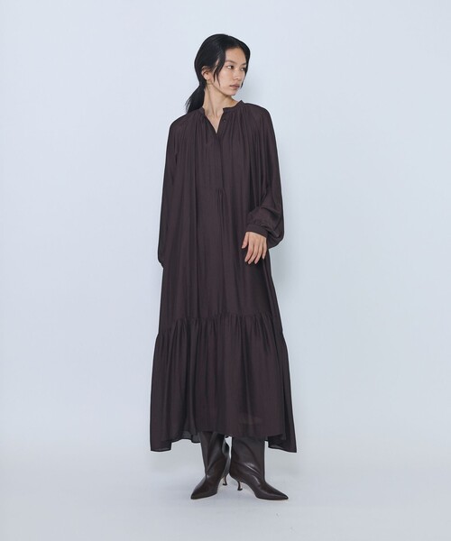 1er Arrondissement(プルミエアロンディスモン)の「ギャザーティアードワンピース(ワンピース・レディース・ブラウン/ブラック・36/38)」の22枚目の写真