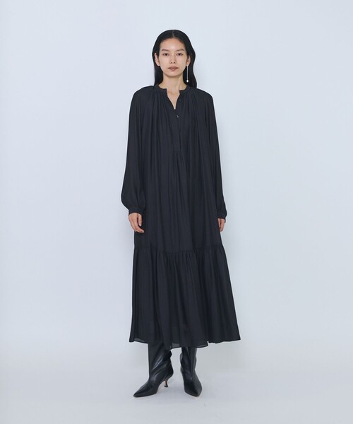 1er Arrondissement(プルミエアロンディスモン)の「ギャザーティアードワンピース(ワンピース・レディース・ブラウン/ブラック・36/38)」の5枚目の写真