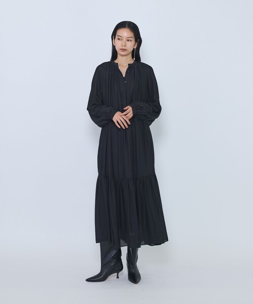 1er Arrondissement(プルミエアロンディスモン)の「ギャザーティアードワンピース(ワンピース・レディース・ブラウン/ブラック・36/38)」の6枚目の写真