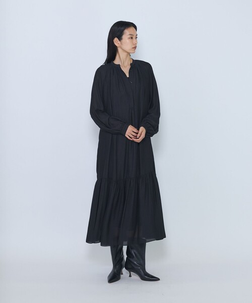 1er Arrondissement(プルミエアロンディスモン)の「ギャザーティアードワンピース(ワンピース・レディース・ブラウン/ブラック・36/38)」の7枚目の写真