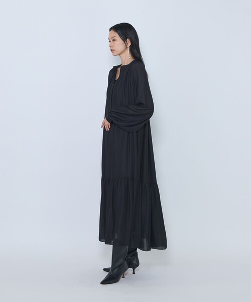 1er Arrondissement(プルミエアロンディスモン)の「ギャザーティアードワンピース(ワンピース・レディース・ブラウン/ブラック・36/38)」の8枚目の写真