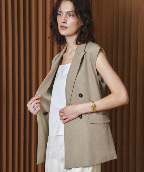 ELFRANK(エルフランク)の「【2026AW】【M~Lサイズ展開】ダブルブレストテーラードベスト ジレ(ベスト・レディース・アイボリー/ブラック/ベージュ・L/M)」の1枚目の写真