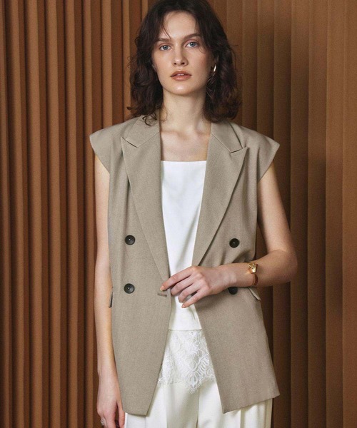ELFRANK(エルフランク)の「【2026AW】【M~Lサイズ展開】ダブルブレストテーラードベスト ジレ(ベスト・レディース・アイボリー/ブラック/ベージュ・L/M)」の5枚目の写真