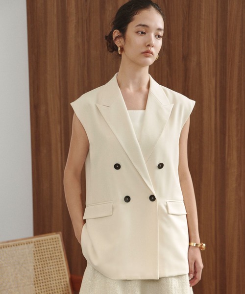 ELFRANK(エルフランク)の「【2026AW】【M~Lサイズ展開】ダブルブレストテーラードベスト ジレ(ベスト・レディース・アイボリー/ブラック/ベージュ・L/M)」の18枚目の写真