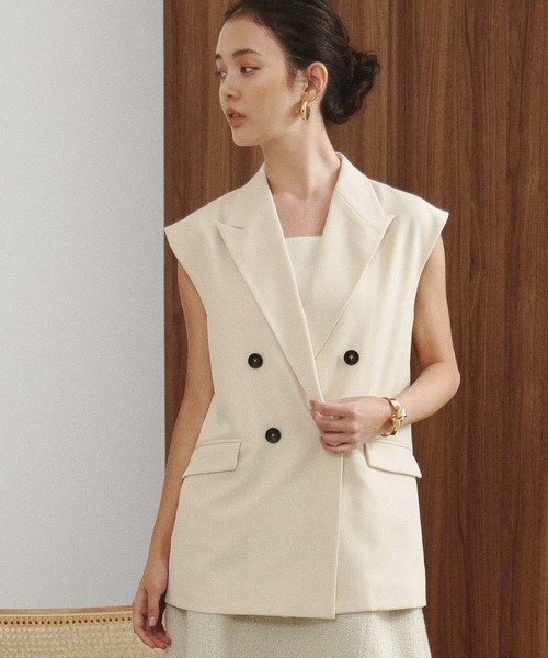 ELFRANK(エルフランク)の「【2026AW】【M~Lサイズ展開】ダブルブレストテーラードベスト ジレ(ベスト・レディース・アイボリー/ブラック/ベージュ・L/M)」の19枚目の写真