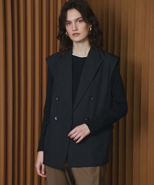 ELFRANK(エルフランク)の「【2026AW】【M~Lサイズ展開】ダブルブレストテーラードベスト ジレ(ベスト・レディース・アイボリー/ブラック/ベージュ・L/M)」の21枚目の写真