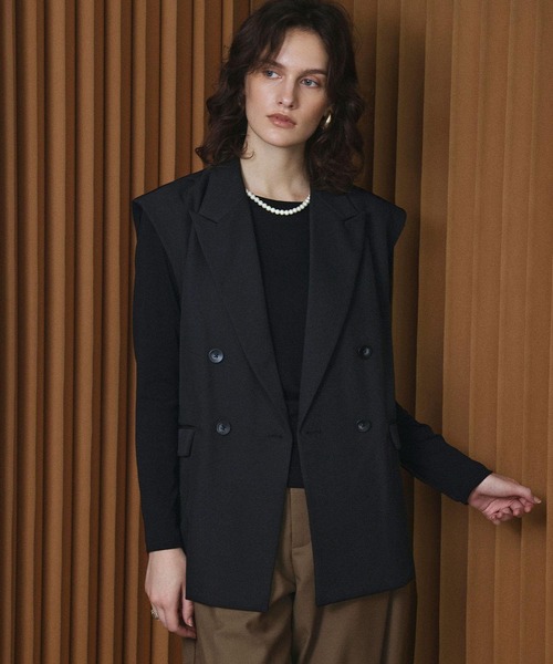 ELFRANK(エルフランク)の「【2026AW】【M~Lサイズ展開】ダブルブレストテーラードベスト ジレ(ベスト・レディース・アイボリー/ブラック/ベージュ・L/M)」の22枚目の写真