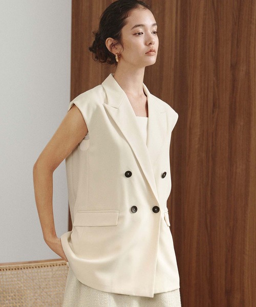 ELFRANK(エルフランク)の「【2026AW】【M~Lサイズ展開】ダブルブレストテーラードベスト ジレ(ベスト・レディース・アイボリー/ブラック/ベージュ・L/M)」の10枚目の写真